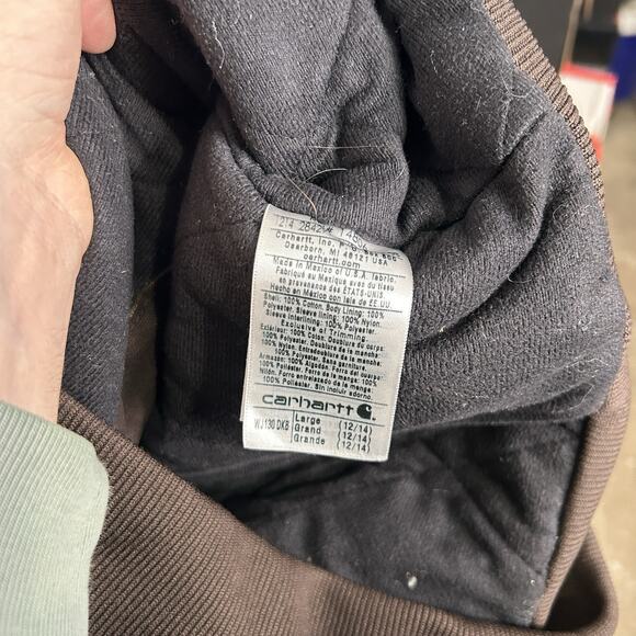 Y2K Carhartt Quilted Hooded Active Jacket “Dark Brown” WJ130 - Picture 6 of 9